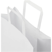 Logo Printed Medium White Kraft Paper Bag with Flat Handles in White from Total Merchandise