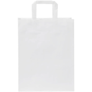 Personalisable Medium White Kraft Paper Bag with Flat Handles in White from Total Merchandise