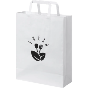Custom Branded Medium White Kraft Paper Bag with Flat Handles in White from Total Merchandise