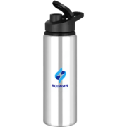Tide Metal Water Bottle with Snap Cap in Silver