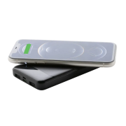 An image of the Recycled Plastic 8000 mAh Wireless Powerbank charging a device wirelessly