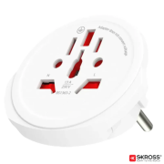 Logo branded World to Europe 3-Pole Adaptor with a design from Total Merchandise