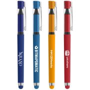 An image of all the Kappa Soft Touch Gel Pens with a Stylus in each colour available