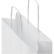 Logo Printed Small White Kraft Paper Bag with Twisted Handles from Total Merchandise