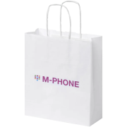 Custom Branded Small White Kraft Paper Bag with Twisted Handles from Total Merchandise