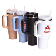 Personalisable 1.1L Stainless Steel Cups with a Straw and Handle from Total Merchandise