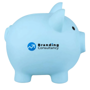Promotional Premium Piggy Bank in Blue printed with your logo from Total Merchandise