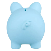 Our Premium Piggy Bank in Blue from the back