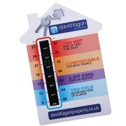 Promotional House Shaped Temperature Gauge Card in White branded with your company logo