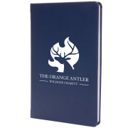 Logo branded A5 Apple Skin Waste Notebook with a design from total Merchandise - Blue