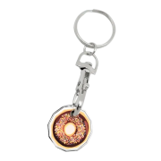 Printed Metal Trolley Coin Keyring in Nickel