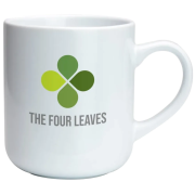 Logo branded White Clover Mug with a printed design from Total Merchandise