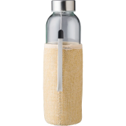 Custom Branded 500ml Glass Bottle with Jute Sleeve in Clear/Brown from Total Merchandise