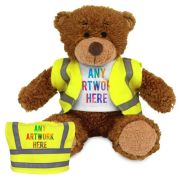 Customisable 17cm Anne Teddy Bear with Hi Viz Jacket in Brown from Total Merchandise