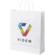 Promotional Large White Kraft Paper Bag with Twisted Handles in White from Total Merchandise