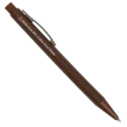 An image of the eco-friendly message that is pre-printed on the pen