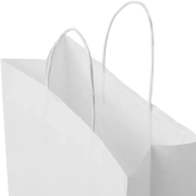 Logo Branded Medium White Kraft Paper Bag with Twisted Handles in White from Total Merchandise