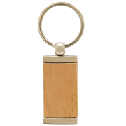 Promotional Bambley Bamboo and Metal Keyring in Natural engraved with your company logo