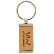 Custom Branded Bambley Bamboo and Metal Keyring in Natural engraved with your company logo