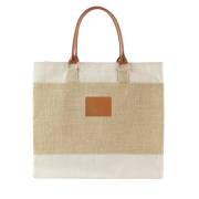 Promotional printed Cotton Canvas Jute Tote Bag in Ocra from Total Merchandise