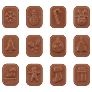 Available chocolates in the Mini Milk Chocolate Advent Calendars from Total Merchandise