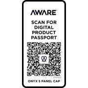An image of the Aware™ tracer that comes with this Onyx 5 Panel Recycled Cap