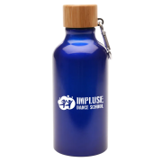 Custom branded 400ml Berkeley Water Bottle in Blue with a design from Total Merchandise