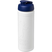 Personalised 750ml Baseline Sports Bottle with Flip Lid in White/Blue from Total Merchandise