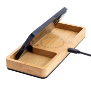 Branded Bamboo Desktop Organiser with Wireless Charger from Total Merchandise