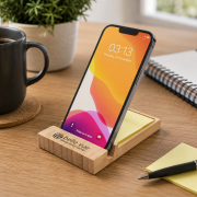 Lifestyle image of the Bamboo 2-in-1 Sticky Note Phone Stand by Total Merchandise
