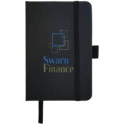 Custom Branded A6 Soft Touch PU Notebook in Black branded with your company logo