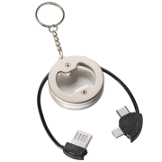 Personalisable 3-in-1 Charging Cable Keyring in White branded with your logo from Total Merchandise