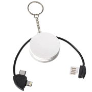 Promotional 3-in-1 Charging Cable Keyring in White branded with your logo from Total Merchandise