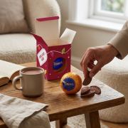 Lifestyle image of the Eco-Friendly Terry's Chocolate Orange Cube branded by Total Merchandise