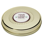 Promotional Festive Shortbread Biscuit Gold Treat Tin with full-colour logo from Total Merchandise