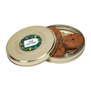 Logo Branded Belgian Chocolate Cookies Gold Treat Tin with your full-colour logo