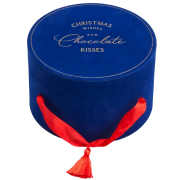 Logo Branded Luxury Chocolate Hat Box Hamper in Royal Blue with a design from Total Merchandise