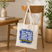 Lifestyle image of the Madras GRS Recycled Cotton Gusset Tote Bag by Total Merchandise