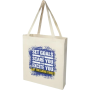 Promotional printed Madras GRS Recycled Cotton Gusset Tote Bag in Natural from Total Merchandise