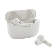 Personalisable RCS Recycled Plastic Liberty Pro Wireless Earbuds in White from Total Merchandise