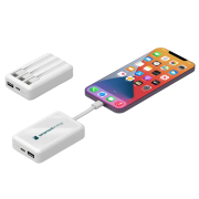 Promotional 5000mAh Tricord Power Bank in White printed with your logo from Total Merchandise