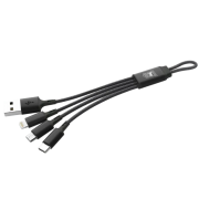 Custom branded Chic 3-in-1 Charging Cable in Black printed with your logo from Total Merchandise
