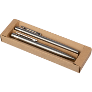 Promotional printed Recycled Stainless Steel Pen Sets in Silver with a design from Total Merchandise