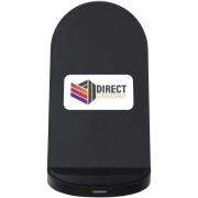 Logo Printed Loop 15W Dual Coil RCS Recycled Wireless Charging Stand in Black from Total Merchandise