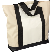 Personalisable RPET Tote Bag in Beige/Black branded with your logo from Total Merchandise