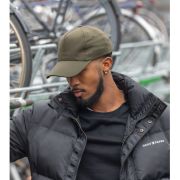 Lifestyle image of the Impact 5 Panel Recycled Cotton Cap with AWARE™ Tracer from Total Merchandise