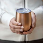 Lifestyle image of the Corzo 350ml Recycled Stainless Steel Insulated Cup from Total Merchandise
