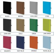 Swatch for the colours available in the A5 Mood® Soft Feel Notebooks