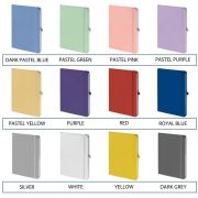 Swatch for the colours available in the A5 Mood® Soft Feel Notebooks