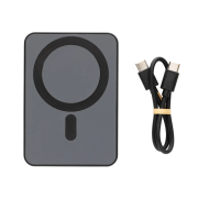 Logo Branded RCS Recycled Plastic 5000mAh Magnetic Powerbank in Black from Total Merchandise